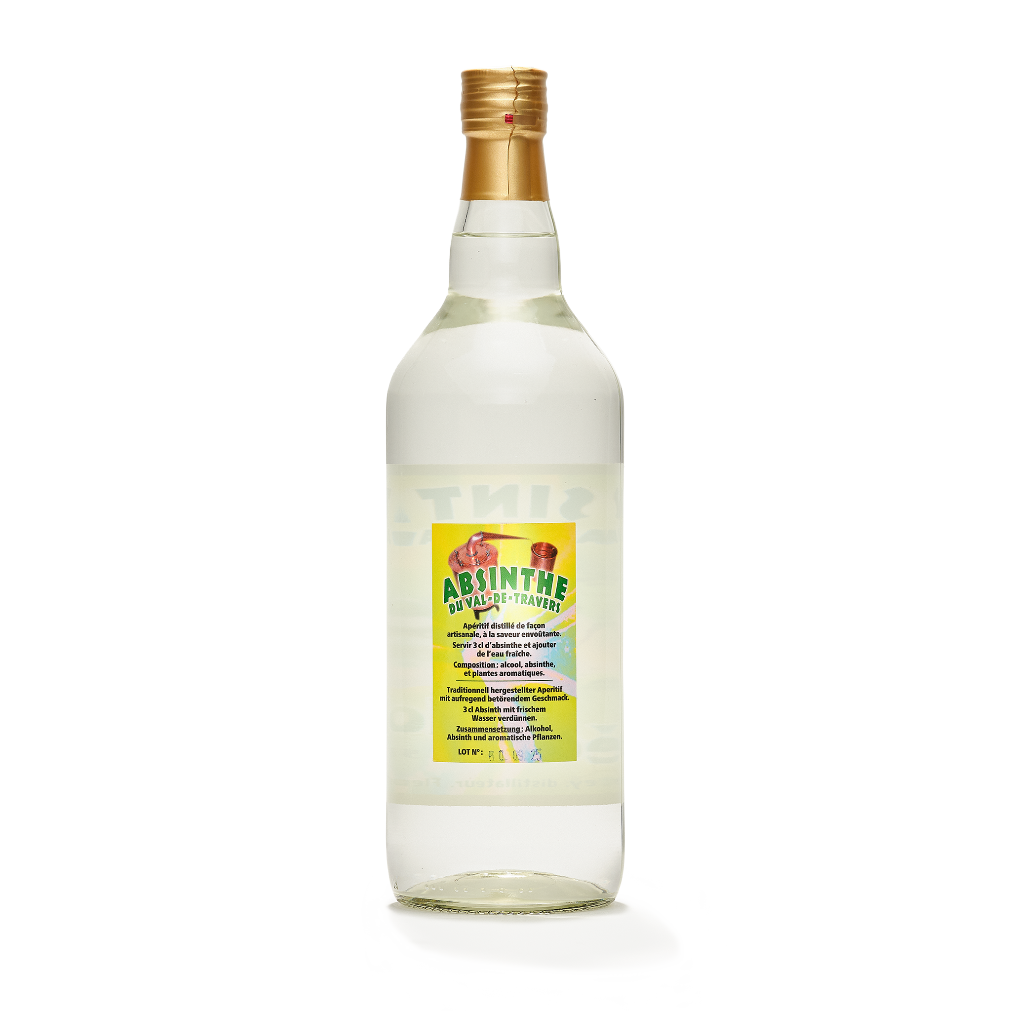 Distillerie Alain Rey Fée Vallonne absinthe blanche 100cl 53% back view