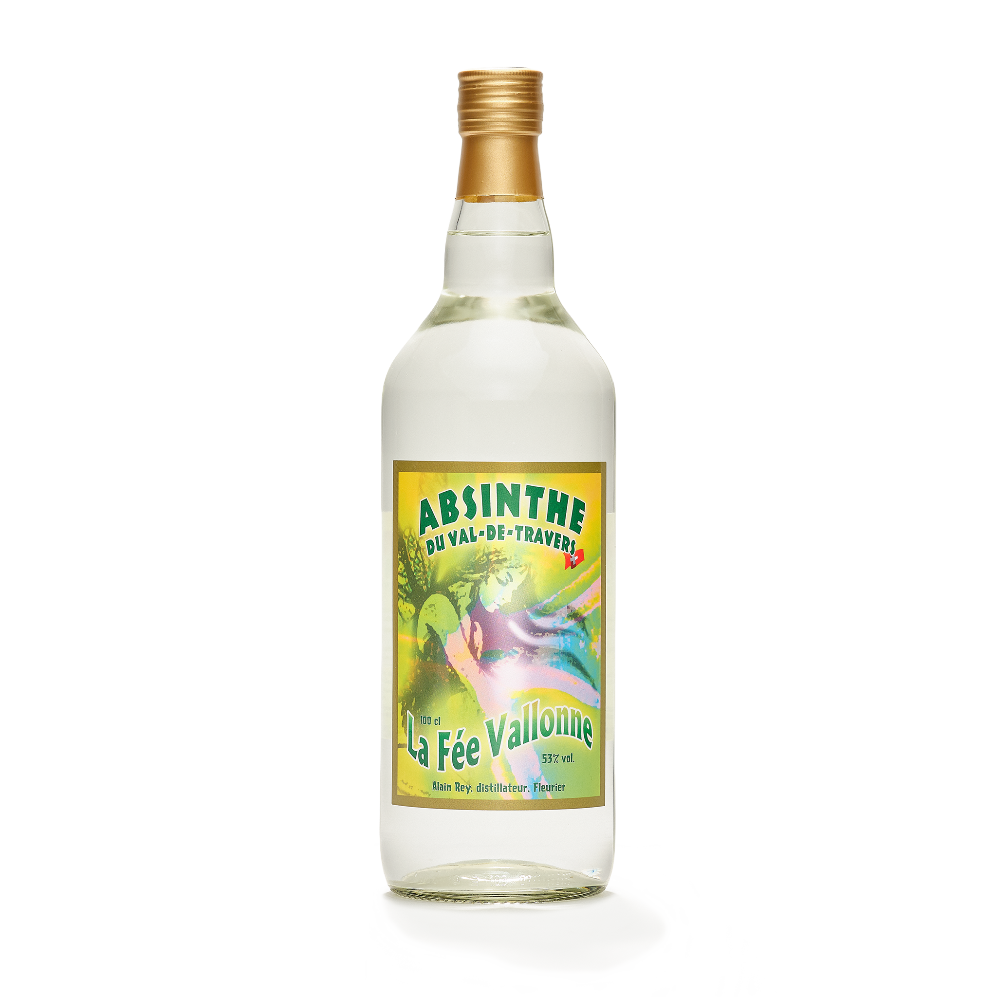 Distillerie Alain Rey Fée Vallonne absinthe blanche 100cl 53% front view