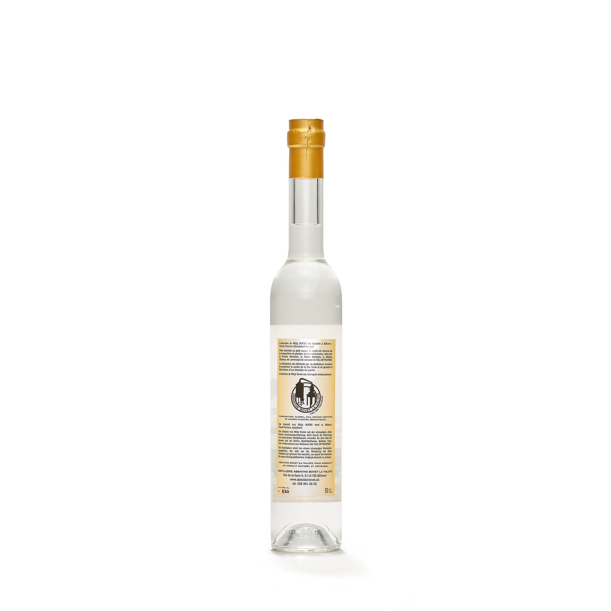 Distillerie Bovet-La Valote Le Chat absinthe blanche 50cl 54% back view