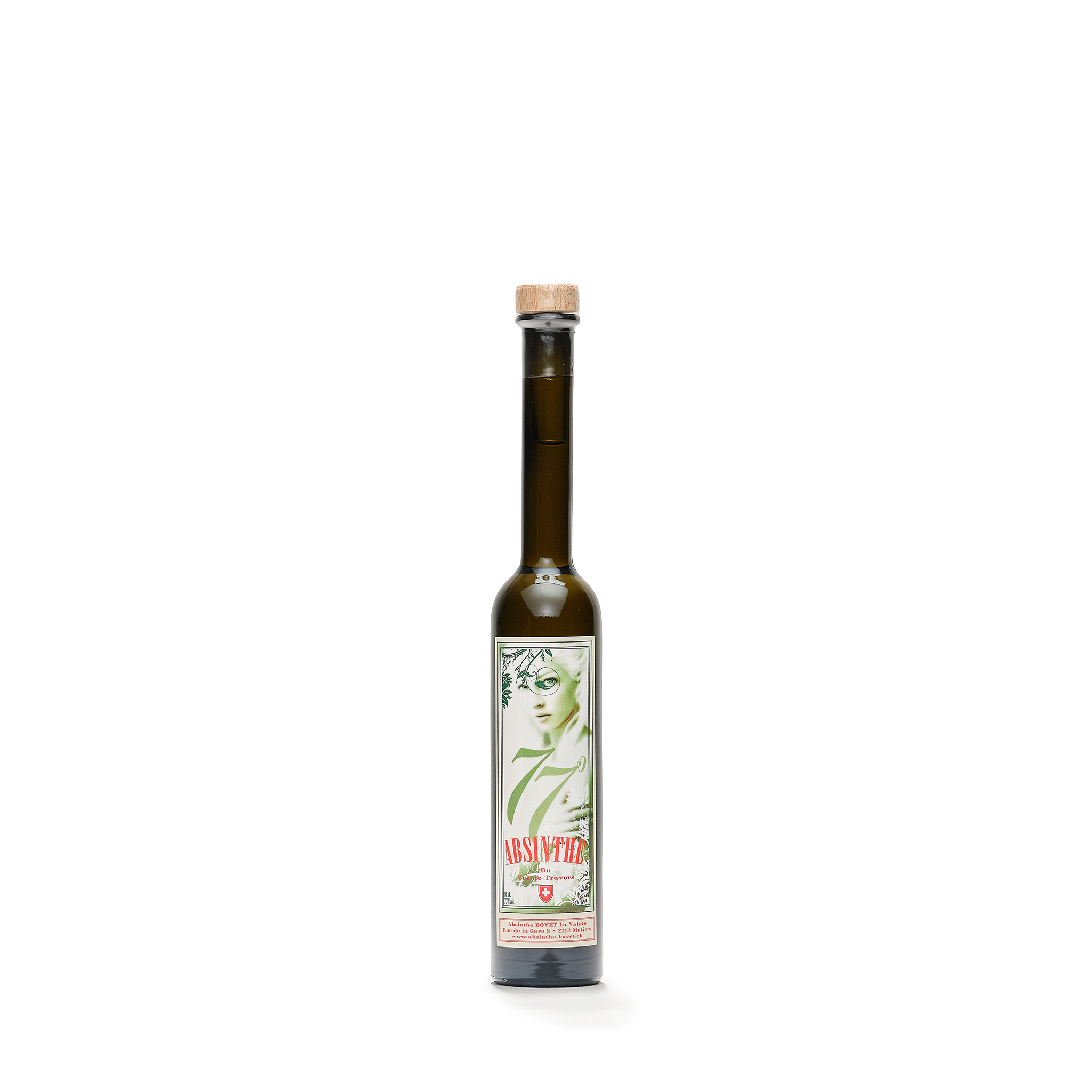 Distillerie Bovet-La Valote absinthe verte La 77 77% 10cl front view