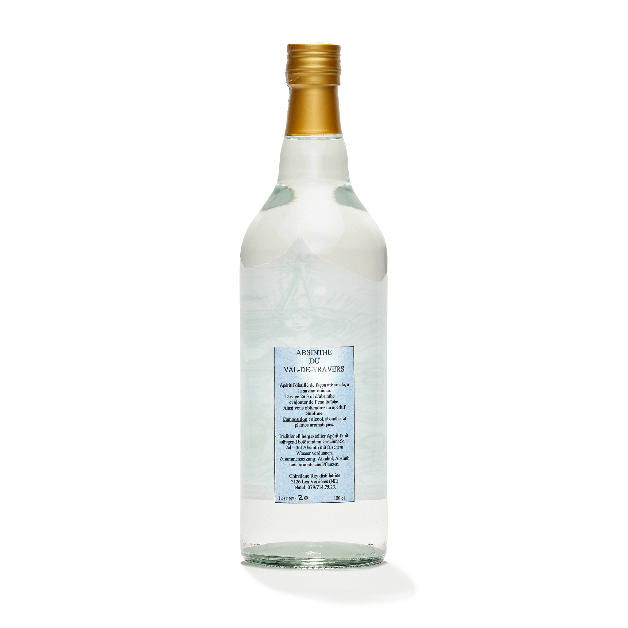 Christian Rey absinthe bottle 100cl 55% back view