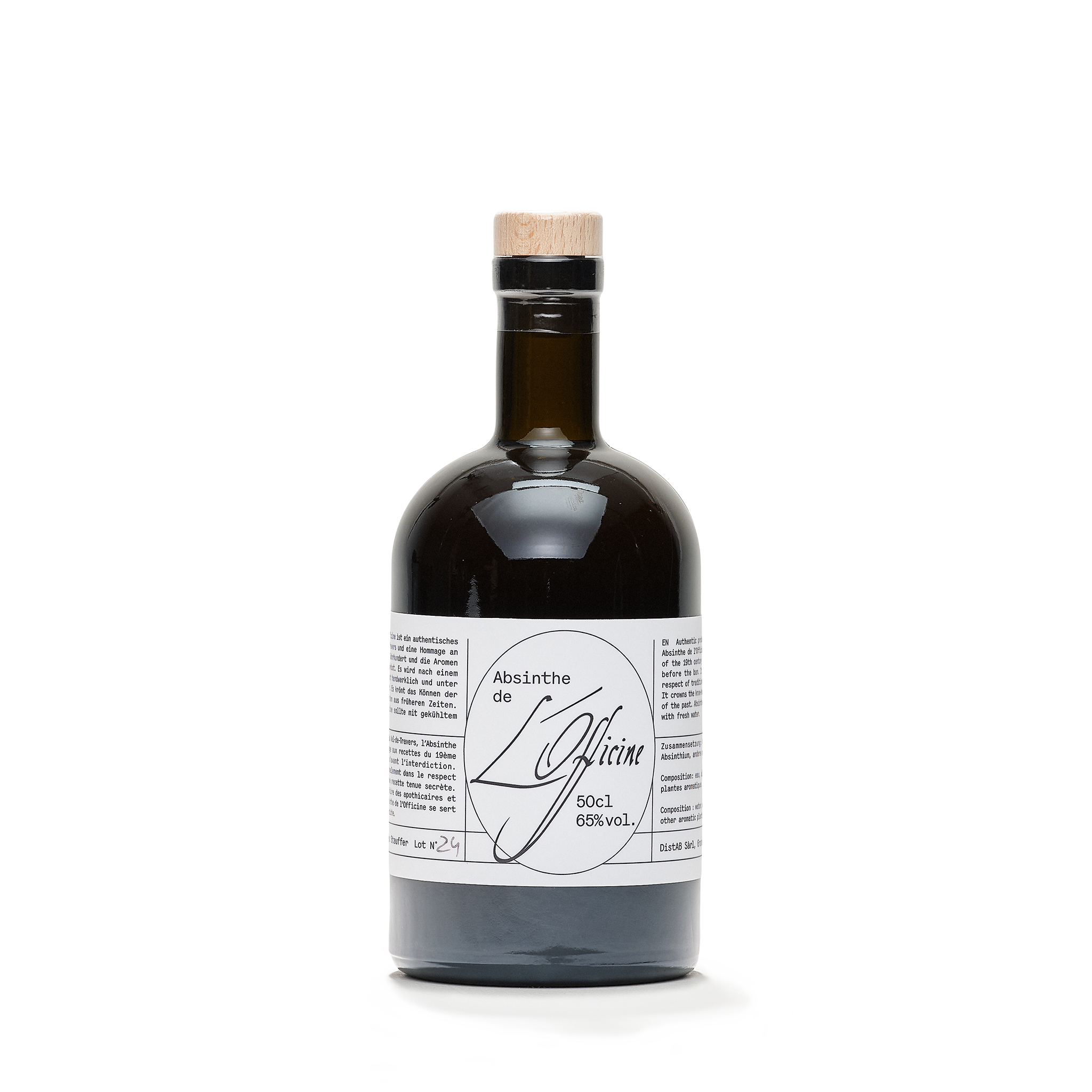 Distillerie DistAB Absinthe de L'Officine absinthe verte 50cl 65% front view