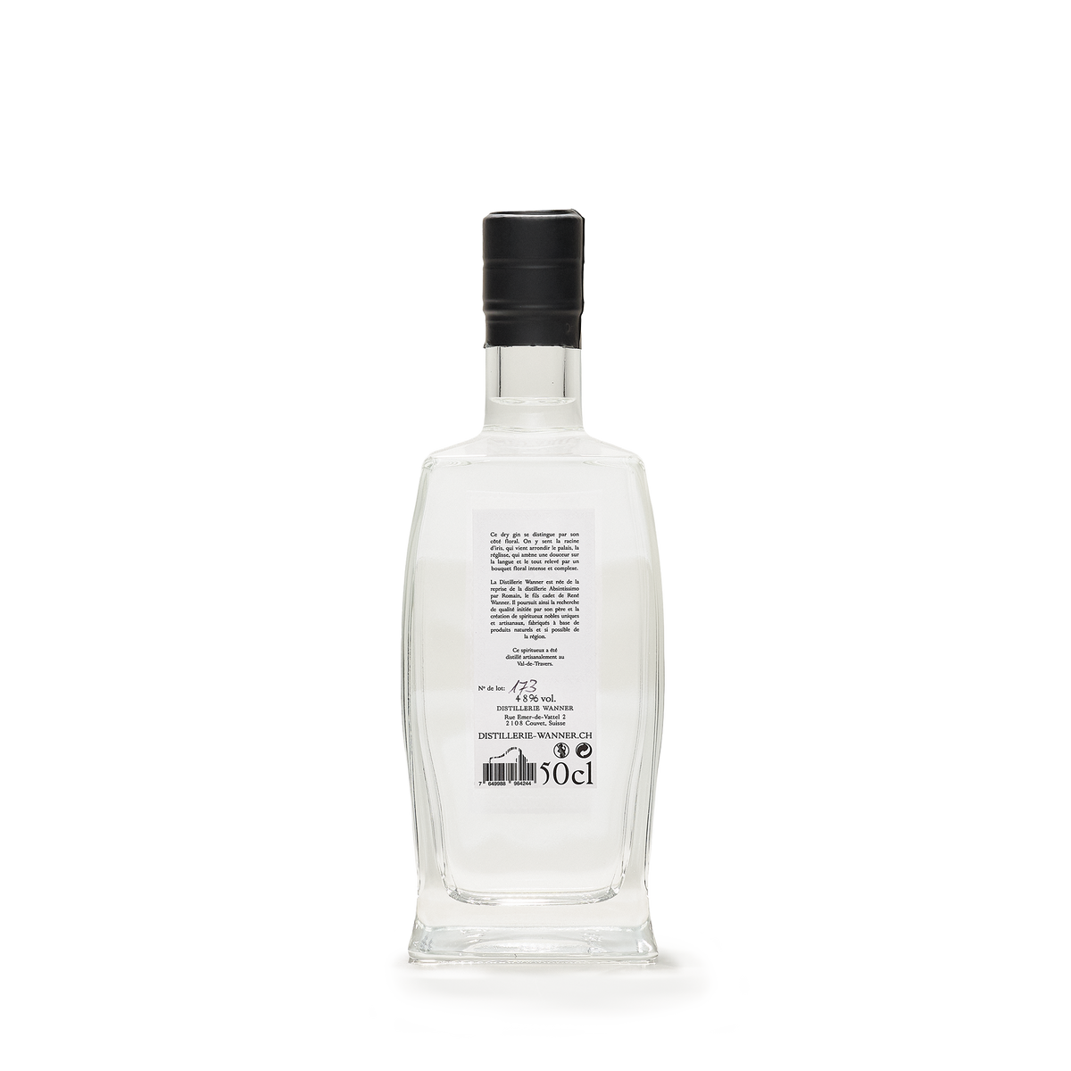 Distillerie Wanner 29-Dry Gin 48% 100cl back view