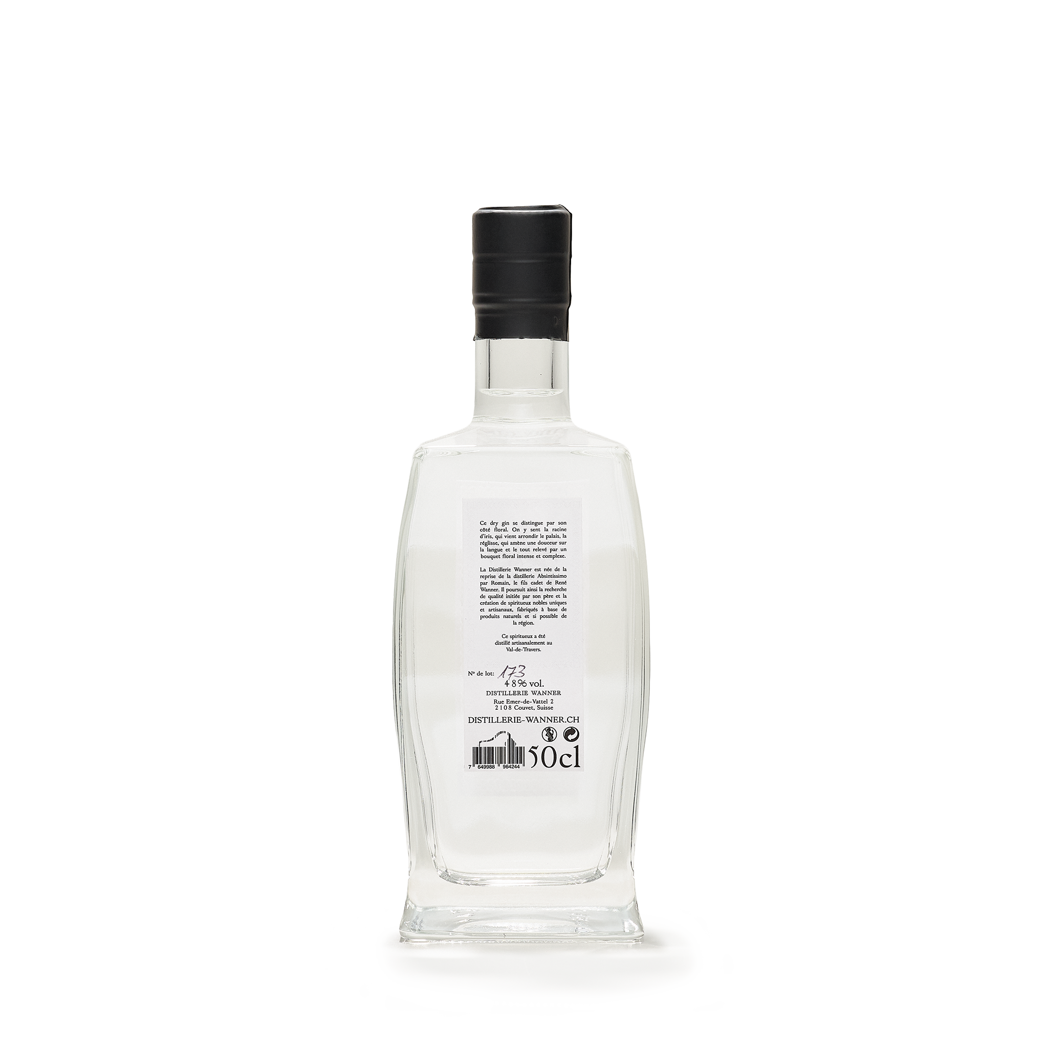 Distillerie Wanner 29-Dry Gin 48% 100cl back view