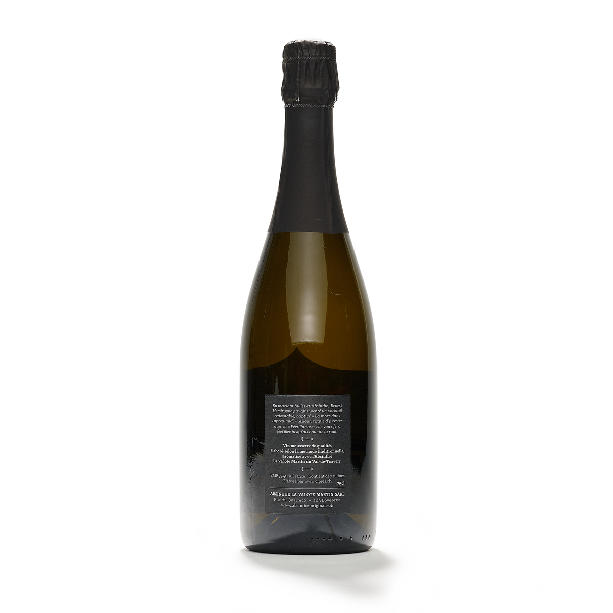 Distillerie La Valote-Martin Féetillante absinthe infused sparkling wine 75cl 12,5% back view