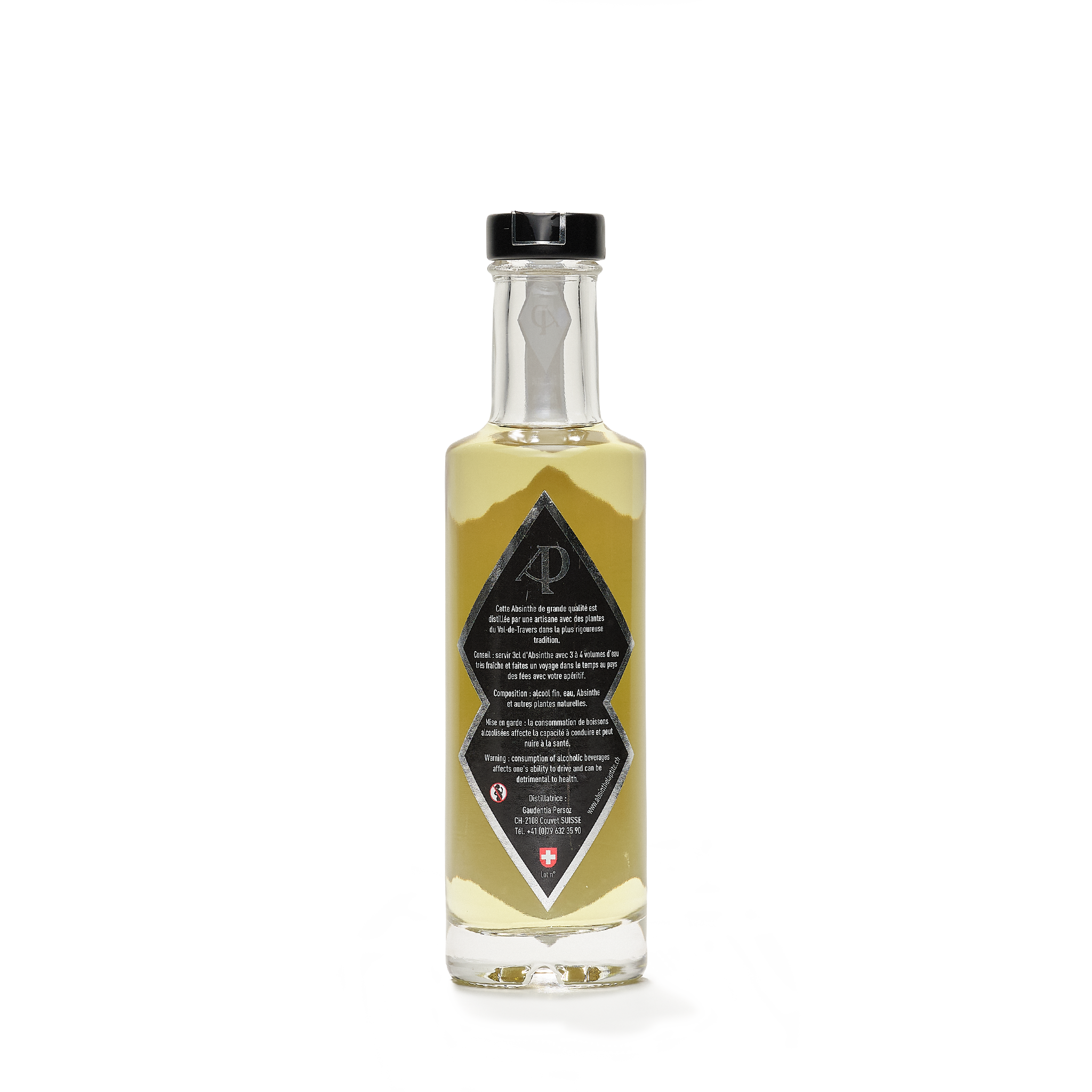 Distillerie Persoz Valdetra'verte absinthe verte 20cl 65% back view