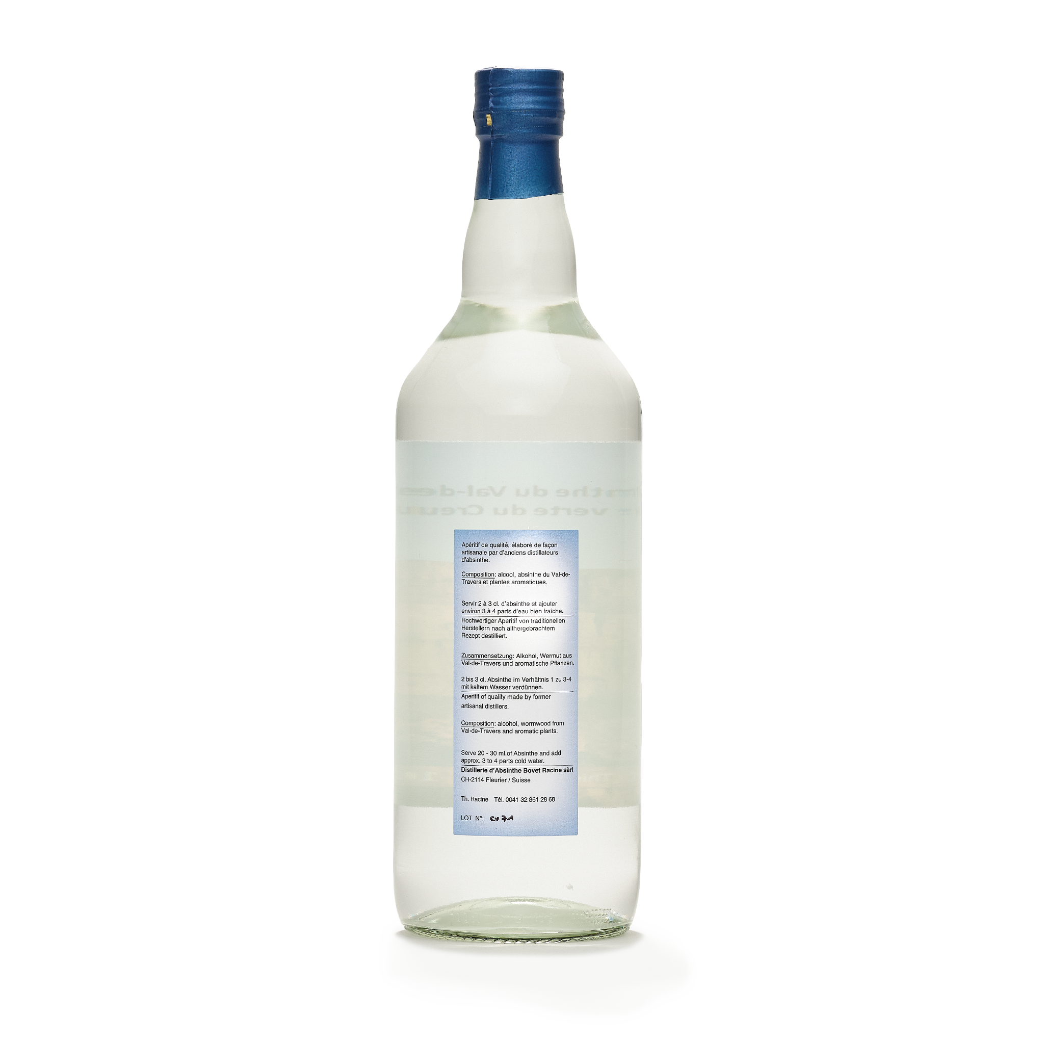 Distillerie Thierry Racine La Creux du Van absinthe blanche 100cl 54% back view