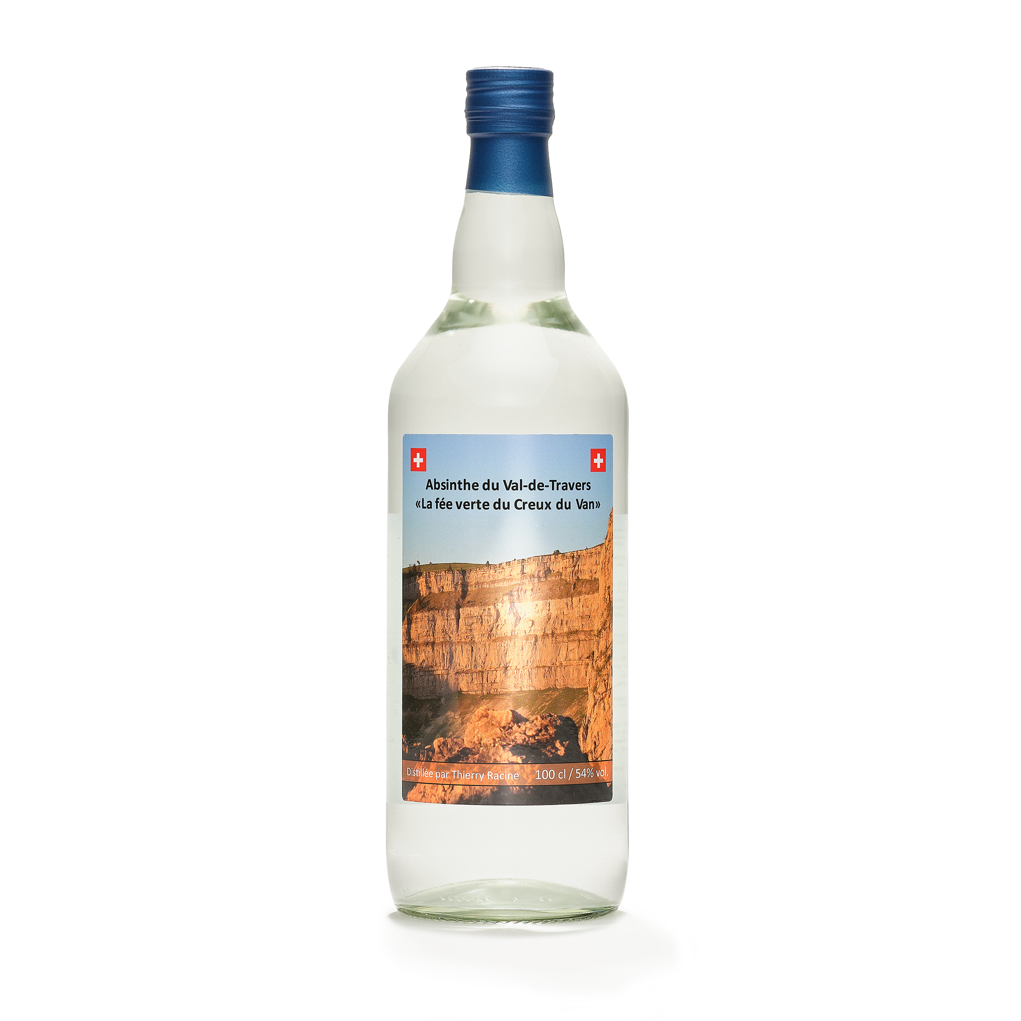 Distillerie Thierry Racine La Creux du Van absinthe blanche 100cl 54% front view