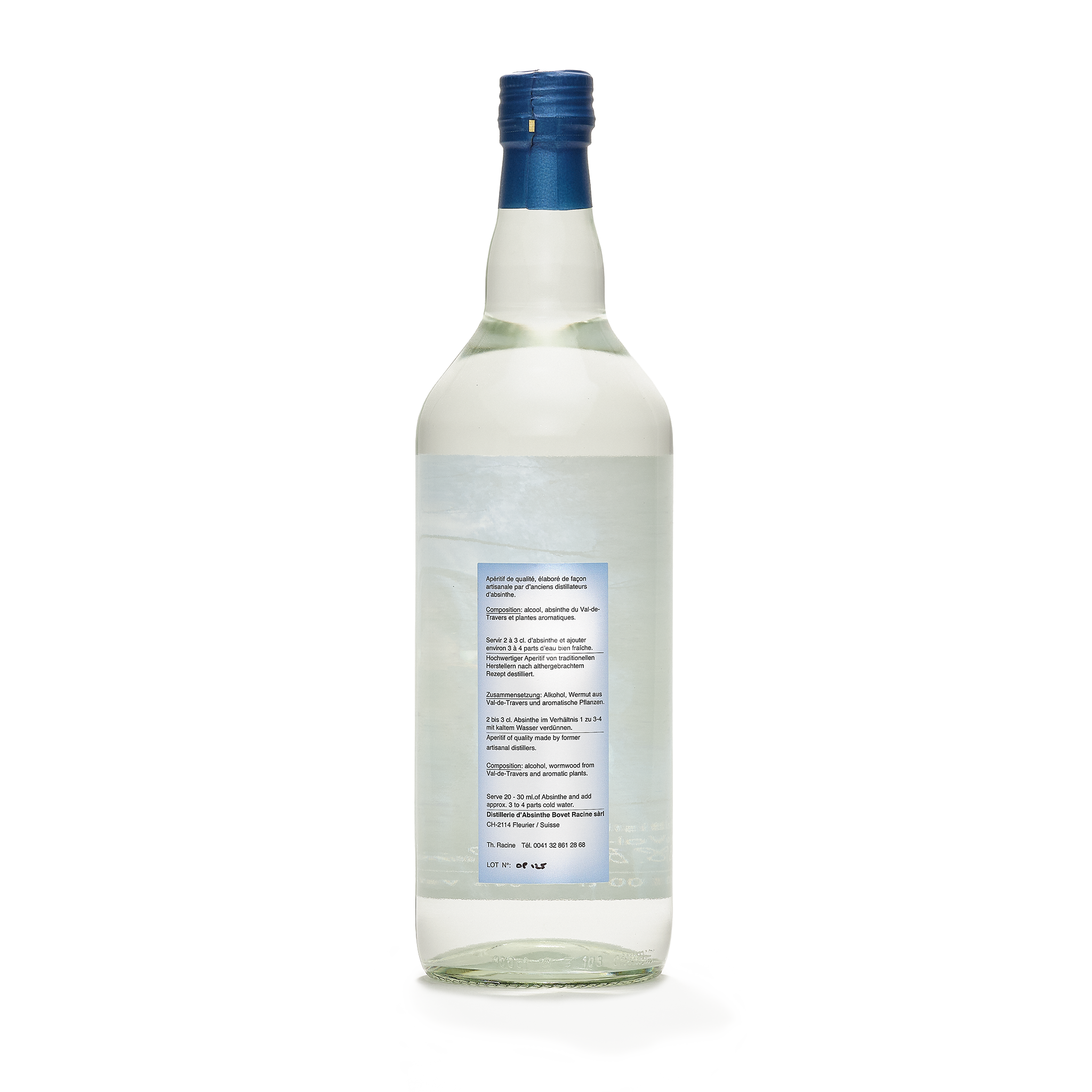 Distillerie La Chaleureuse Grand Frisson absinthe blanche 100cl 52% back view