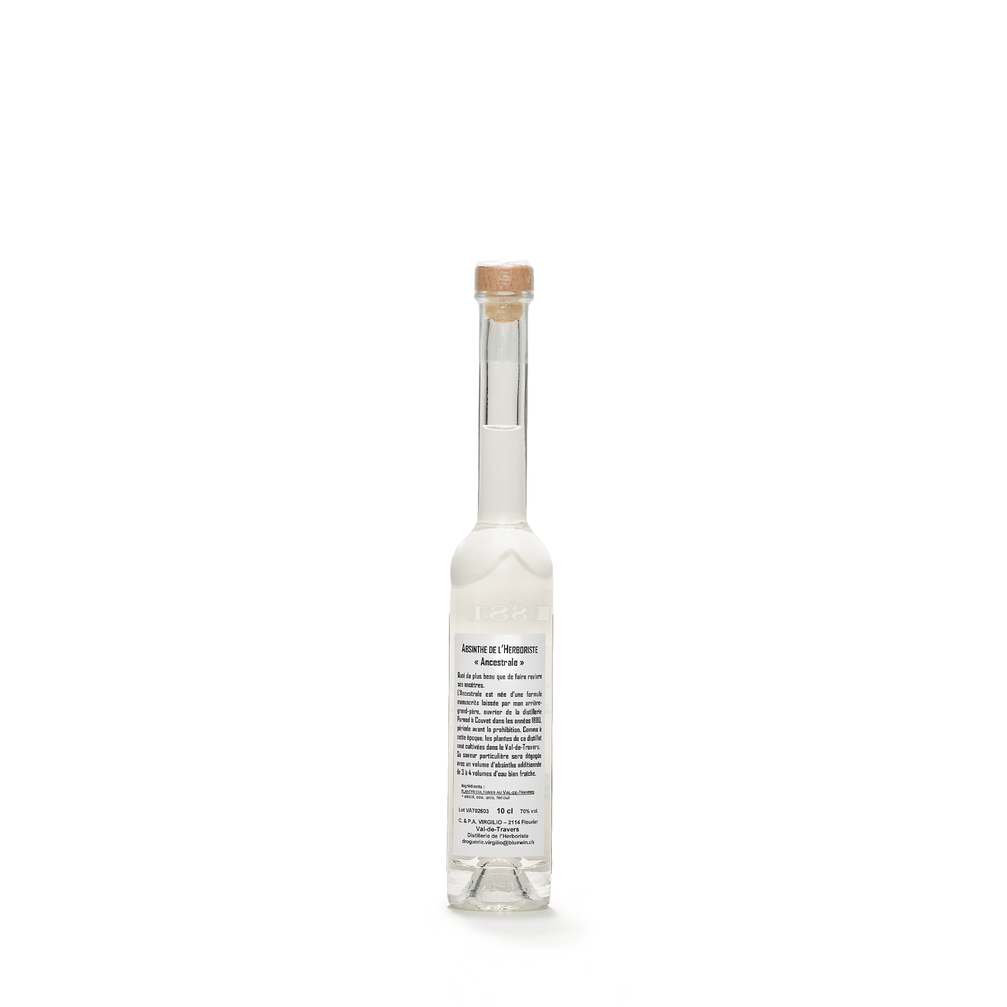 Distillerie L'Herboriste L'Ancestrale absinthe blanche 10cl 70% back view