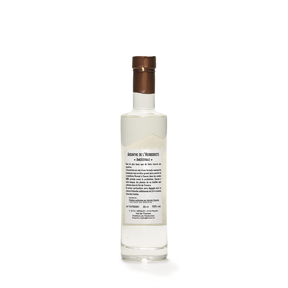 Distillerie L'Herboriste L'Ancestrale absinthe blanche 35cl 70% back view