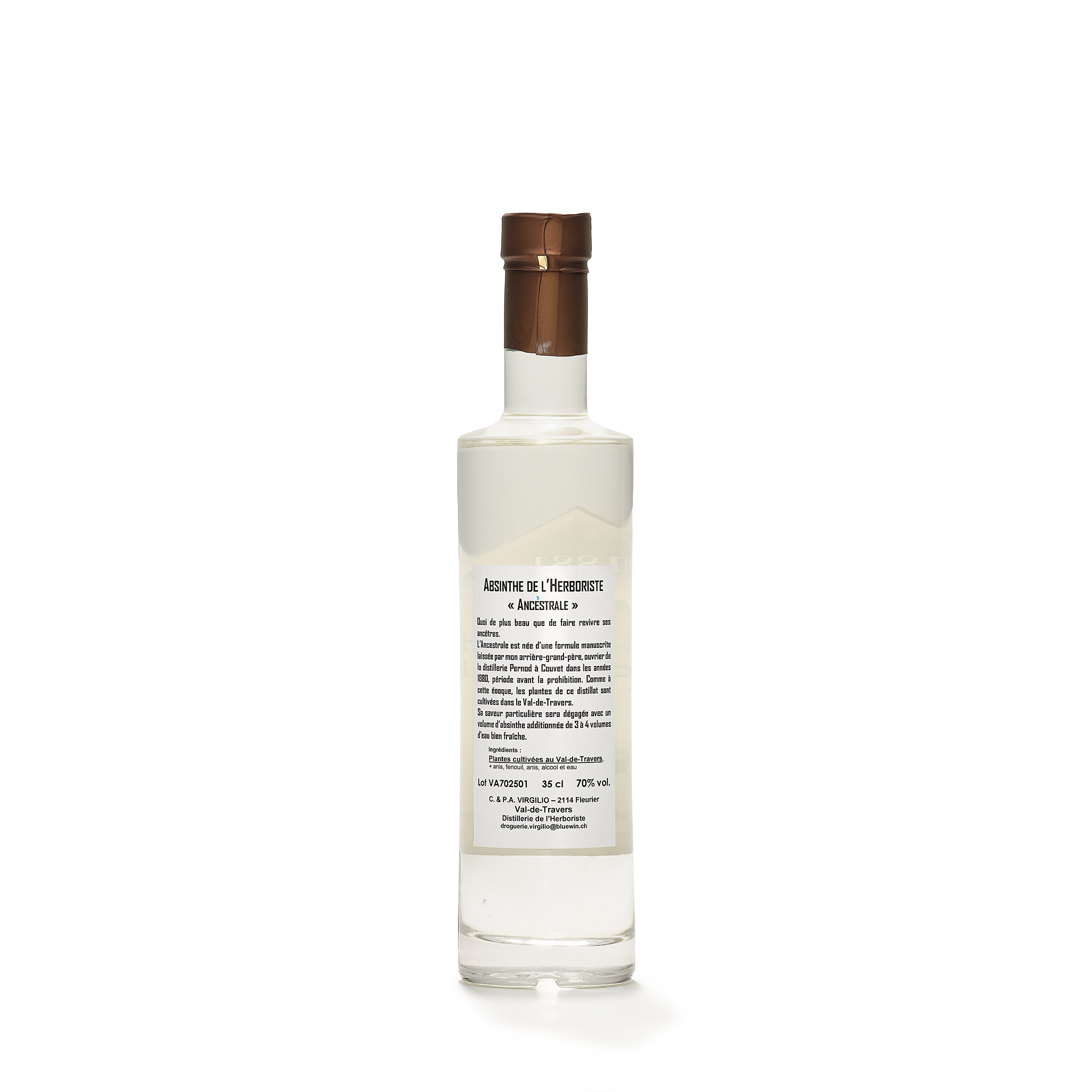 Distillerie L'Herboriste L'Ancestrale absinthe blanche 35cl 70% back view