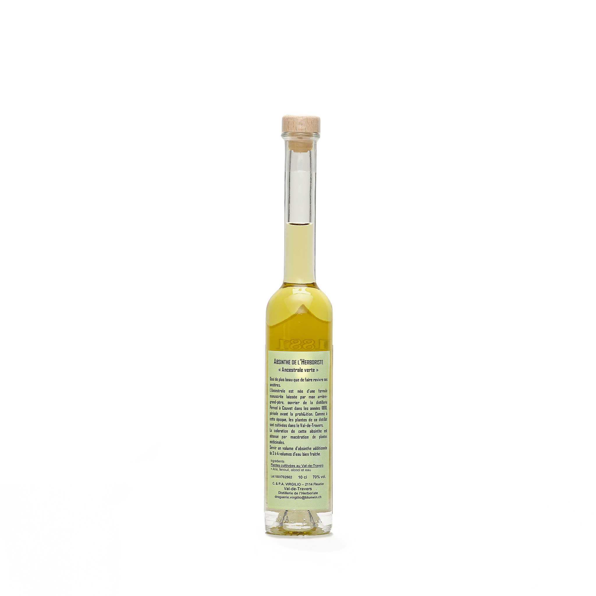 Distillerie L'Herboriste absinthe verte L'Ancestrale 10cl 70% back view
