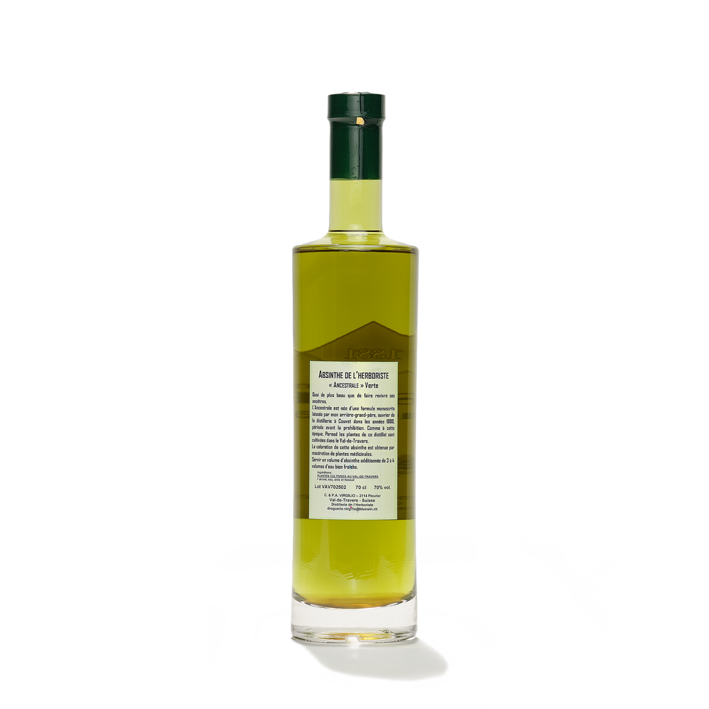 Distillerie L'Herboriste bottle of L'Ancestrale Verte 70cl back view