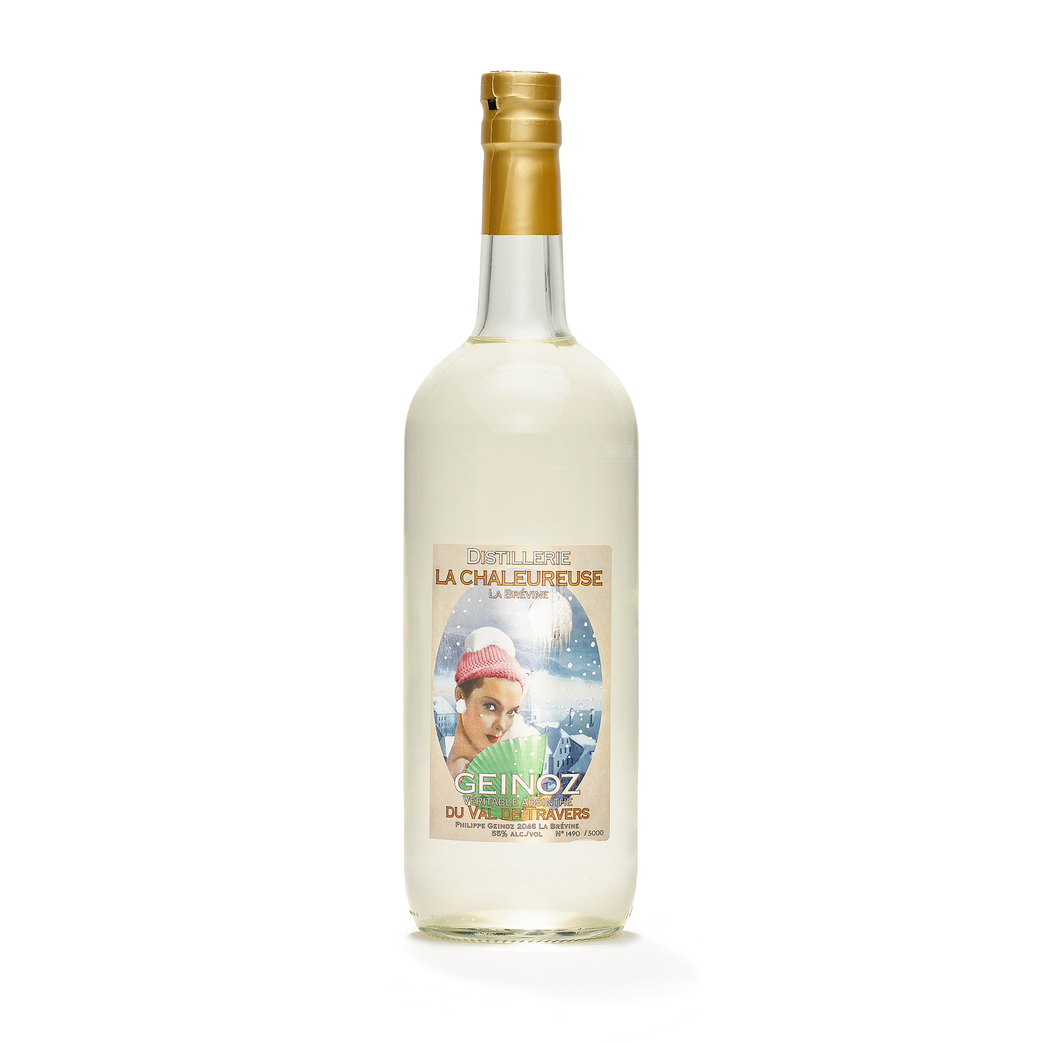 Distillerie La Chaleureuse La Veritable absinthe blanche Geinoz 100cl 55% front view